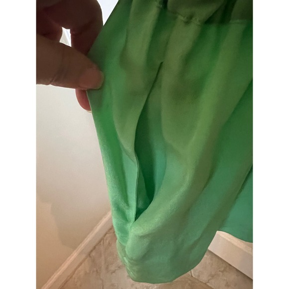 Leifsdottir Anthropologie Silk Sleeveless Front Pockets Mini Kelly Green dress 6 - Picture 8 of 11